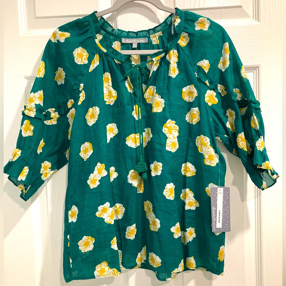 NWT Daniel Rainn Linen Blend Blouse S